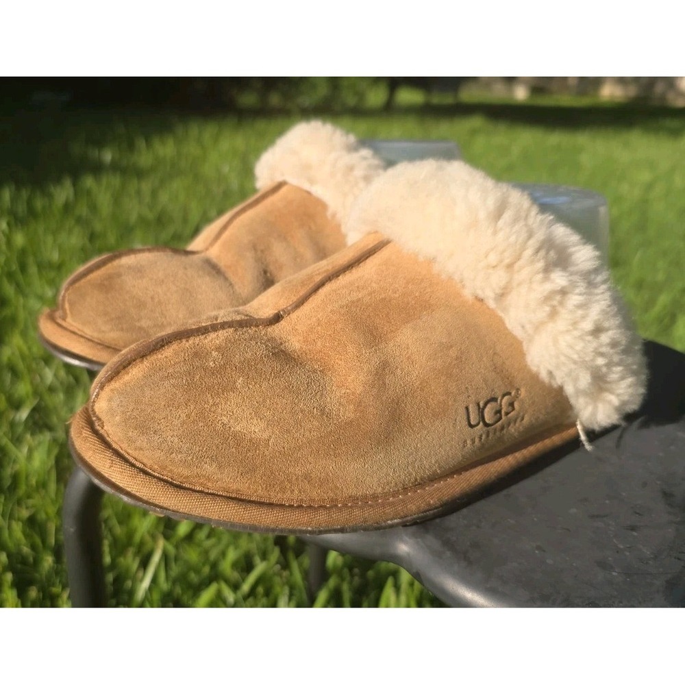 UGG Women's Scuffette II Suede Chestnut Slippers,Woolen Warm Slippers(Authentic)